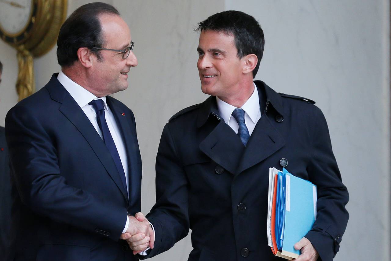 Tổng thống Francois Hollande và Thủ tướng Manuel Valls đặt mục tiêu thu hút các doanh nghiệp từ London, Anh. Ảnh: Reuters.